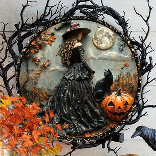 Halloween Wooden Sign, Gothic Witch Wall Art, Black Cat Halloween Decor, Halloween Party Decorations, Outdoor Halloween Sign, Indoor Halloween Decor, Weather-Resistant Halloween Plaque, Halloween Wall Art, Halloween Yard Decoration, Gothic Decor for Hallo