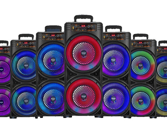 6000W Portable Party Speaker System - Dual 8" Subwoofer, RGB, Karaoke, Water - Res - Sunleafy