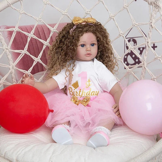 60CM Reborn Lifelike Soft Touch Popular Cute Finished with Rooted Blonde Hair High Quality Handmade Collectible Doll - Sunleafy