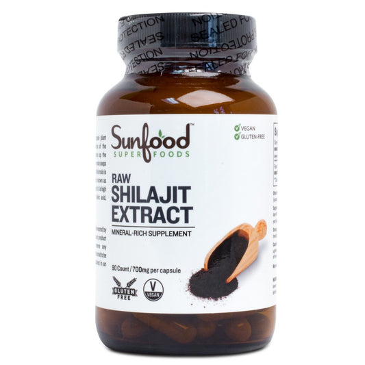 Sunfood Superfoods Shilajit Extract Capsules- Raw. 700mg. 90 ct