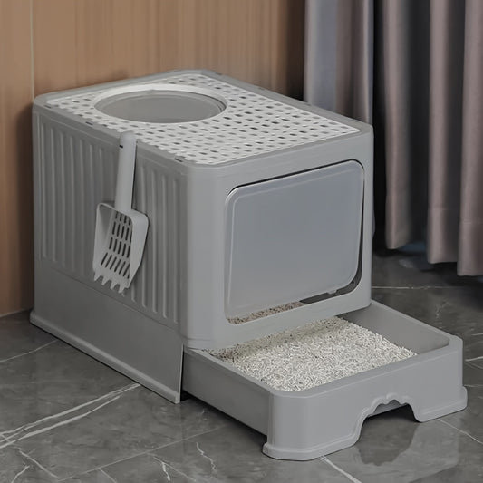 Extra Large Fully Enclosed Cat Litter Box with Drawer and Top Entrance - Odor Proof and Splash Proof